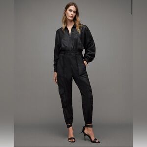 All saints Freda Relaxed Fit Coated Jumpsuit